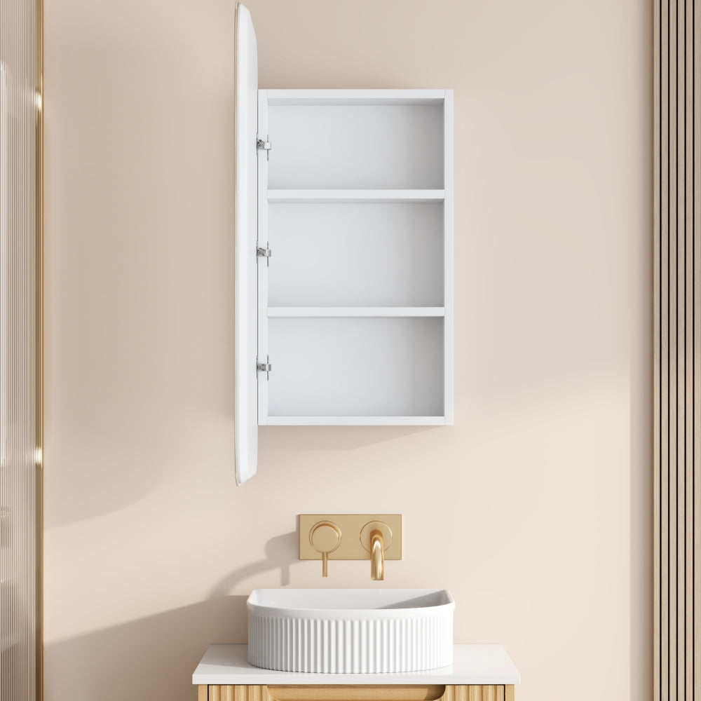 Athena Front-Lit LED Square PVC Shaving Cabinet 450 x 900mm – Single Door