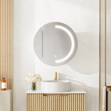 Athena Front-Lit LED Round PVC Shaving Cabinet 600mm – Single Door
