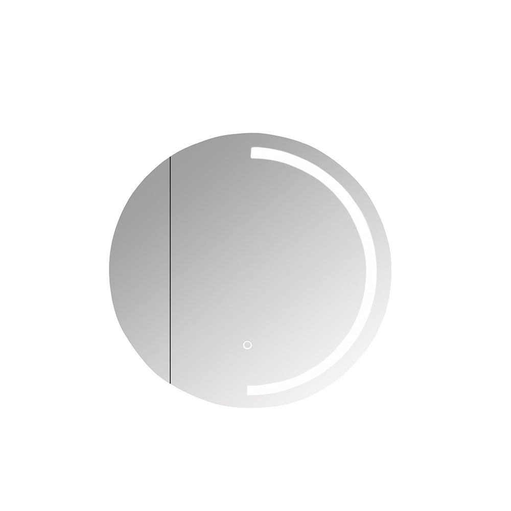 Athena Front-Lit LED Round PVC Shaving Cabinet 600mm – Single Door