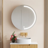 Athena Front-Lit LED Round PVC Shaving Cabinet 750mm – Single Door