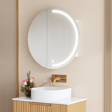 Athena Front-Lit LED Round PVC Shaving Cabinet 750mm – Single Door