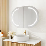 Athena Front-Lit LED Oval PVC Shaving Cabinet 900mm
