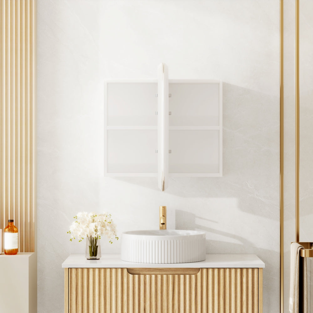 Athena Front-Lit LED Oval PVC Shaving Cabinet 900mm