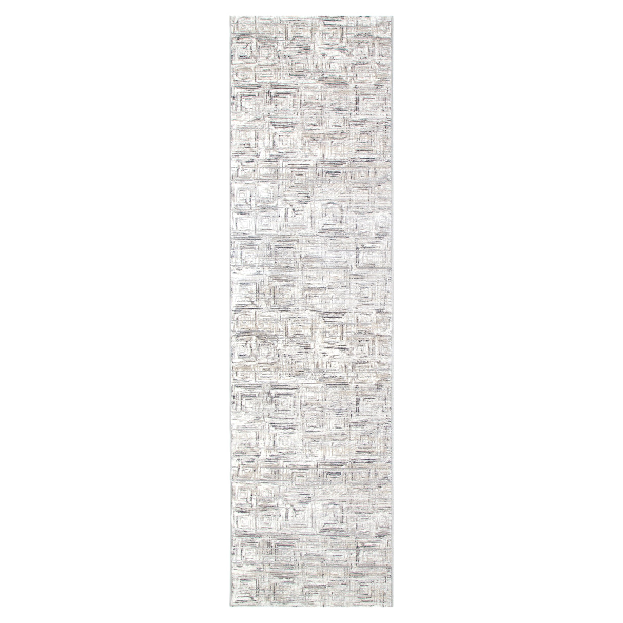 Atina Distressed Geo Squares Grey Rug - AT03