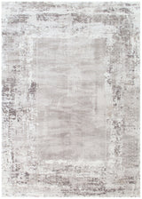 Atina Distressed Border Beige Grey Rug - AT04