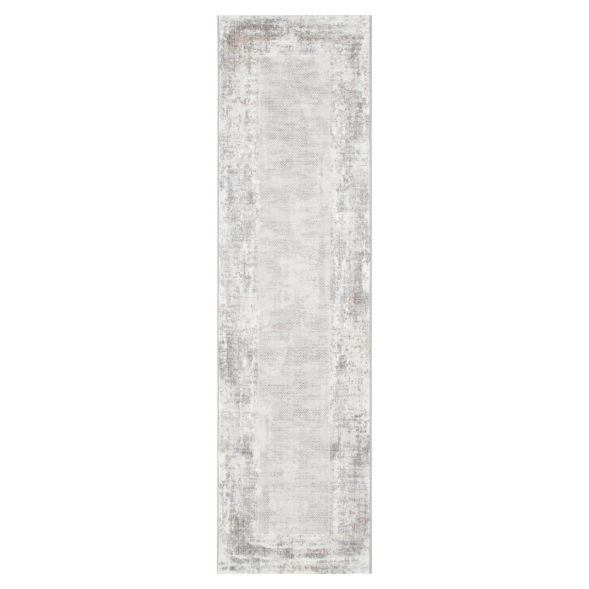 Atina Distressed Border Beige Grey Rug - AT04