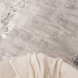 Atina Distressed Border Beige Grey Rug - AT04