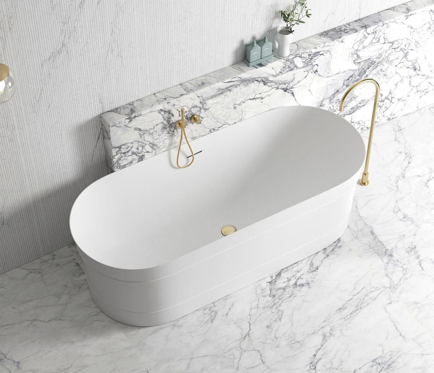 ATTICA BONDI Freestanding 1700mm Overflow Bathtub - Matte White