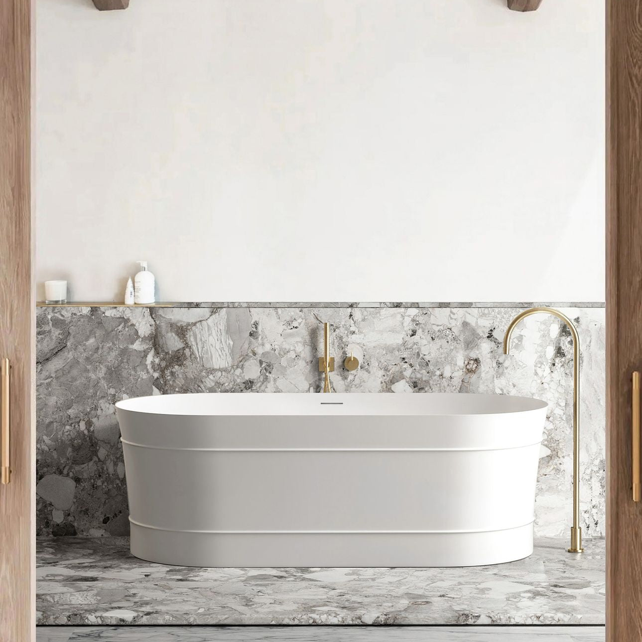 ATTICA BONDI Freestanding Overflow Bathtub - Matte White