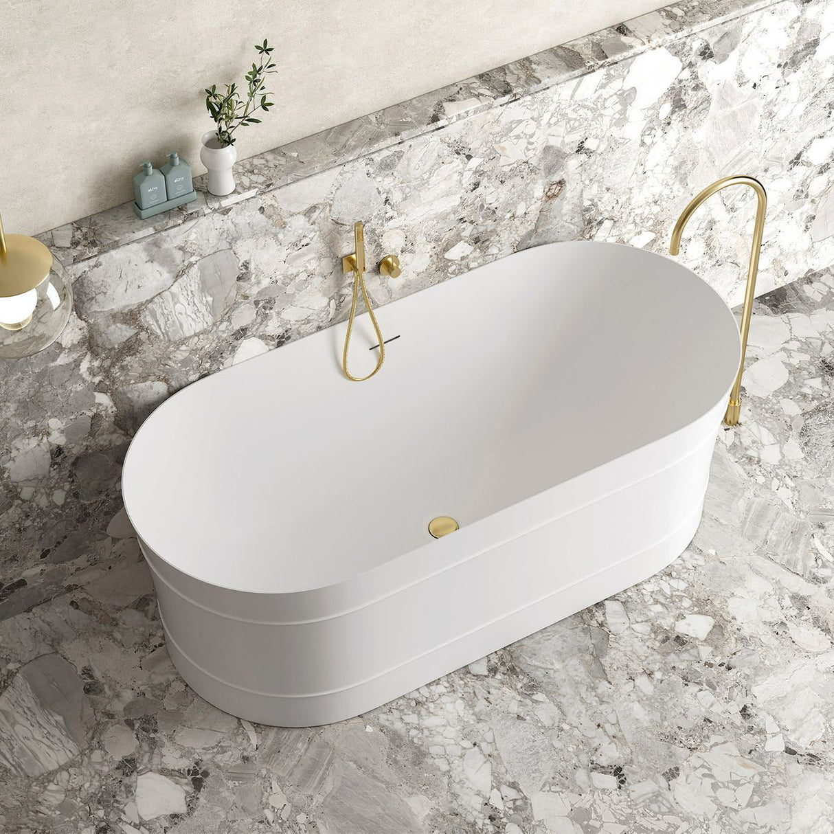 ATTICA BONDI Freestanding Overflow Bathtub - Matte White