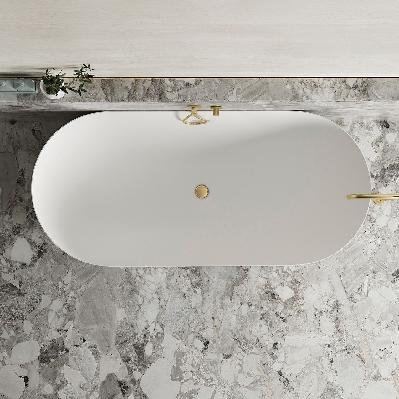 ATTICA BONDI Freestanding Overflow Bathtub - Matte White