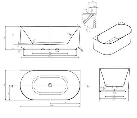 ATTICA Celine BTW Multi-fit With Overflow (1500/1700mm) (Matte White/ Gloss White)