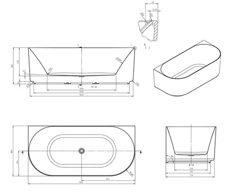 ATTICA Celine BTW Multi-fit With Overflow (1500/1700mm) (Matte White/ Gloss White)