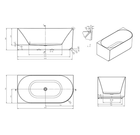 ATTICA Celine Left Corner With Overflow 1500mm (Matte White/ Gloss White)