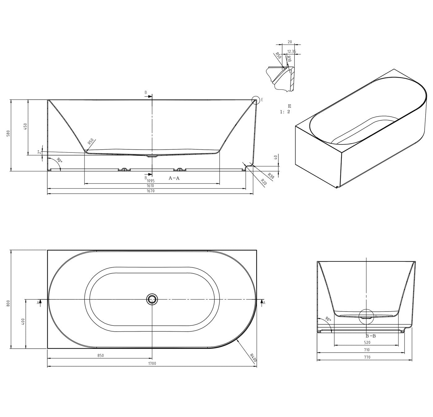 ATTICA Celine Left Corner With Overflow (1500/1700mm) (Matte White/ Gloss White)