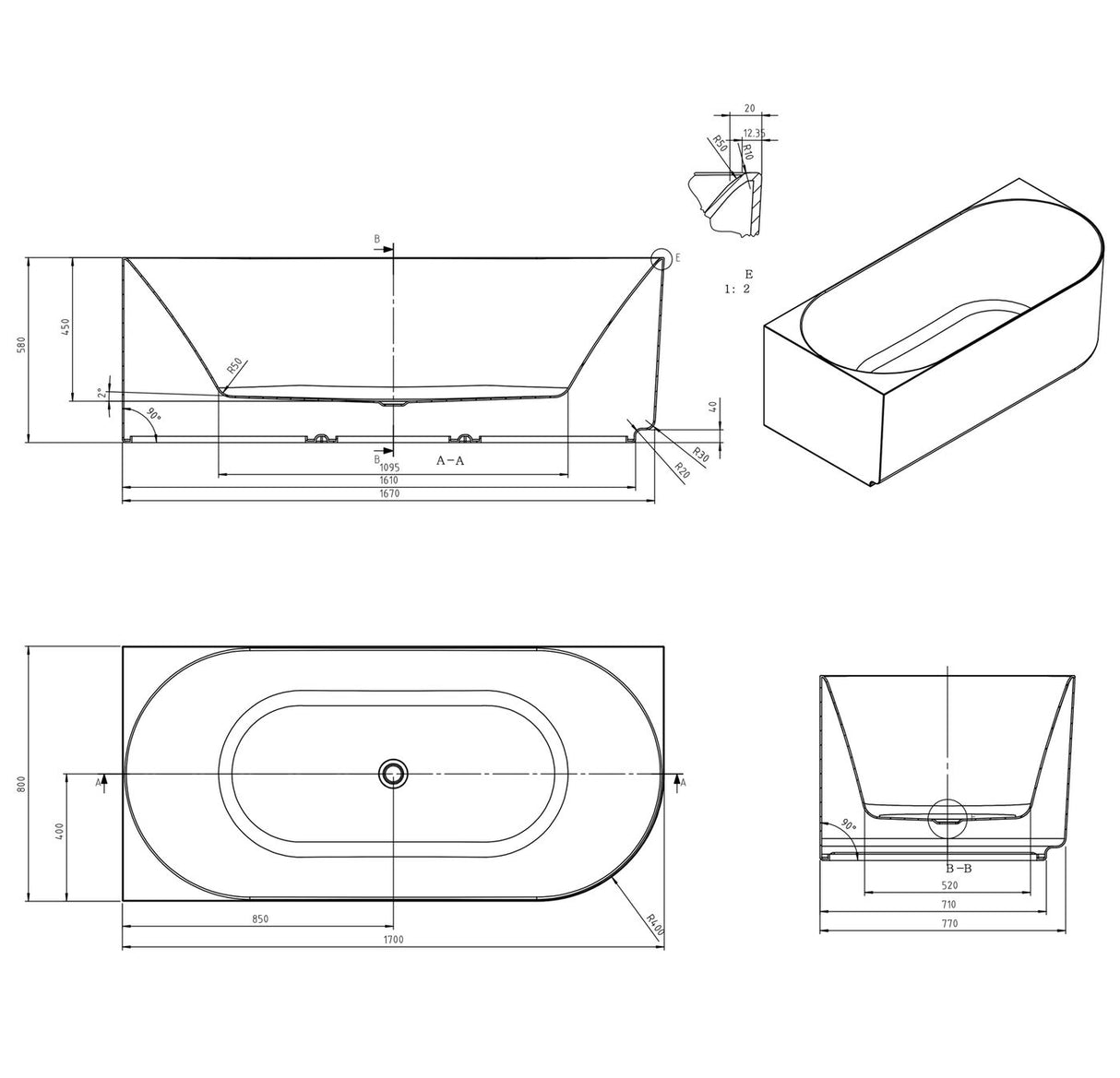 ATTICA Celine Left Corner With Overflow (1500/1700mm) (Matte White/ Gloss White)