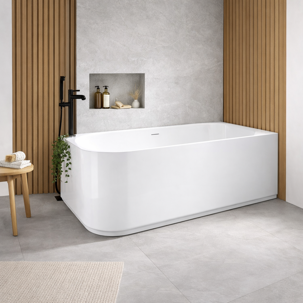 ATTICA Celine Right Corner With Overflow (1500/ 1700mm) (Matte White/ Gloss White)