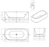 ATTICA Celine Right Corner With Overflow (1500/ 1700mm) (Matte White/ Gloss White)
