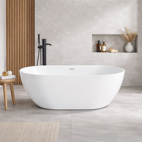 ATTICA Manolo Freestanding Bathtub With Overflow (1300/1400mm) (Gloss White)