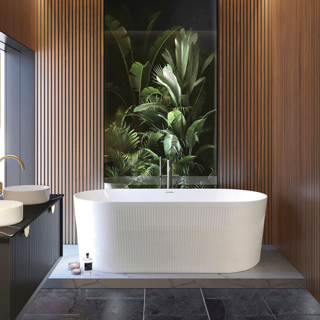 ATTICA NOOSA Fluted Freestanding Bathtub With Overflow 1500mm (Gloss White)