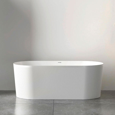 ATTICA NOOSA Fluted Freestanding Bathtub With Overflow 1500mm (Gloss White)