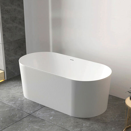 ATTICA NOOSA Fluted Freestanding Bathtub With Overflow 1500mm (Gloss White)