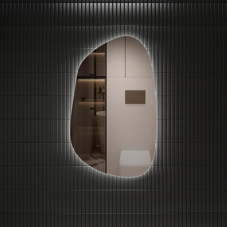 Asymmetric LED bathroom mirror with backlit light