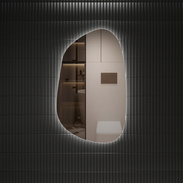 Asymmetric LED bathroom mirror with backlit light