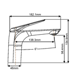Au Brass Basin Mixer - Black Technical Drawing
