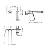 Au Square Wall Mixer With Spout - Black Technical Drawing