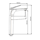 Au Tall Basin Mixer - Black Technical Drawing