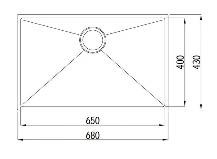 AXON Sink 69S 690x440x220mm-drawing