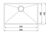 AXON Sink 69S 690x440x220mm-drawing
