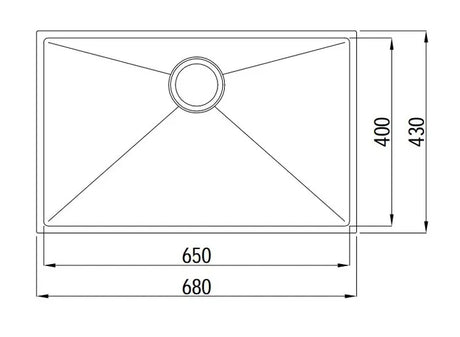 AXON Sink 69S 690x440x220mm-drawing