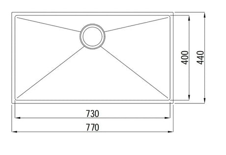 AXON Sink 77S 770x440x220mm-drawing