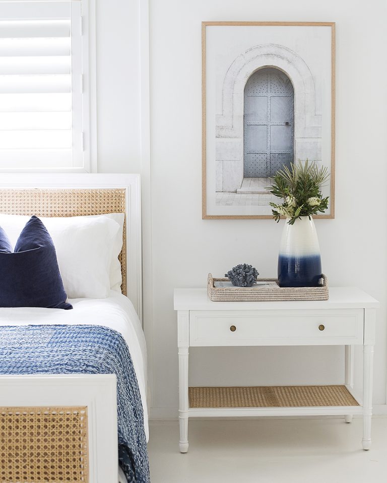 Hampton Mahogany Cane Bed – Queen Size – White - 1.65m