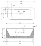 MILANO Free-Standing Bathtub with Non-Overflow (Matte Black & white) (1500/1700mm)