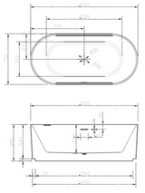 Oslo Free-Standing Bathtub with Non-Overflow (Matte White & Black) (1500/1700mm)
