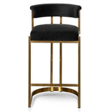 Calibre CBS6272-BS Black Velvet Bar Stool - Golden Base