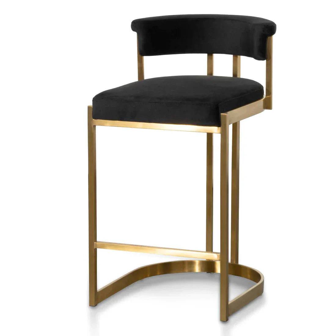 Calibre CBS6272-BS Black Velvet Bar Stool - Golden Base