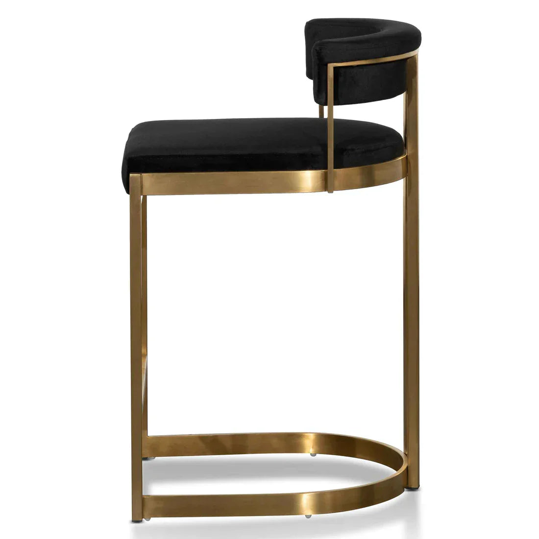 Calibre CBS6272-BS Black Velvet Bar Stool - Golden Base