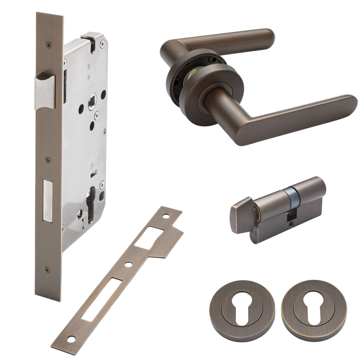 Manovella Entrance Door Kit- Fairhaven-Aged Brass