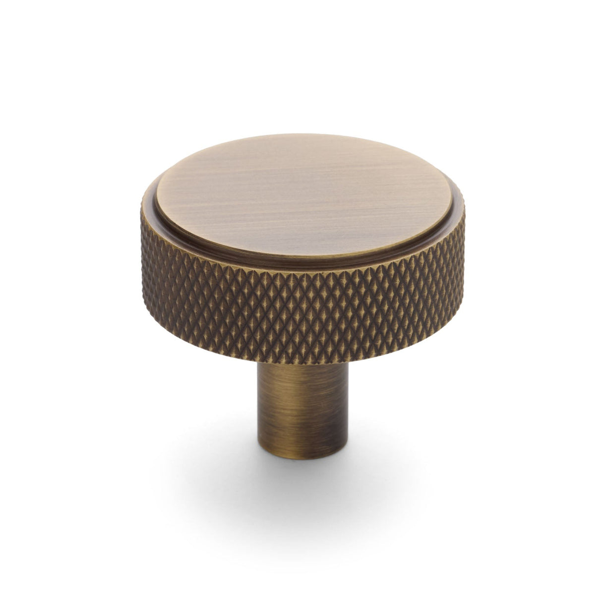 Manovella Aged Brass Round Knurled Cabinet Knob - Octavia