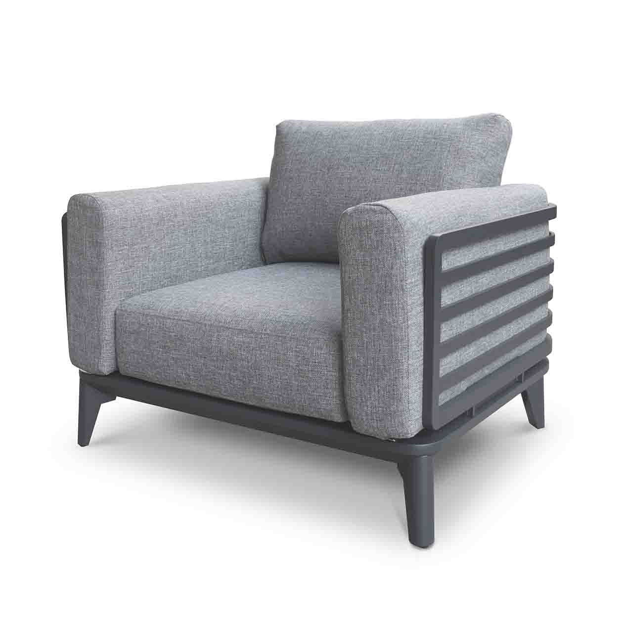 Alora Outdoor Aluminium Armchair in White/Charcoal