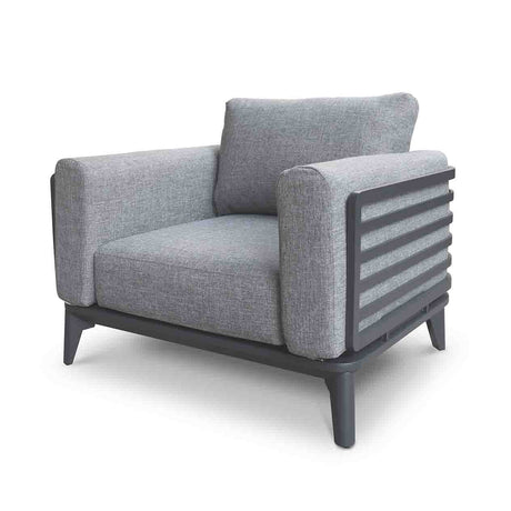 Alora Outdoor Aluminium Armchair in White/Charcoal
