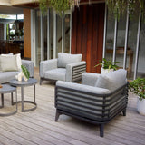 Alora Outdoor Aluminium Armchair in White/Charcoal