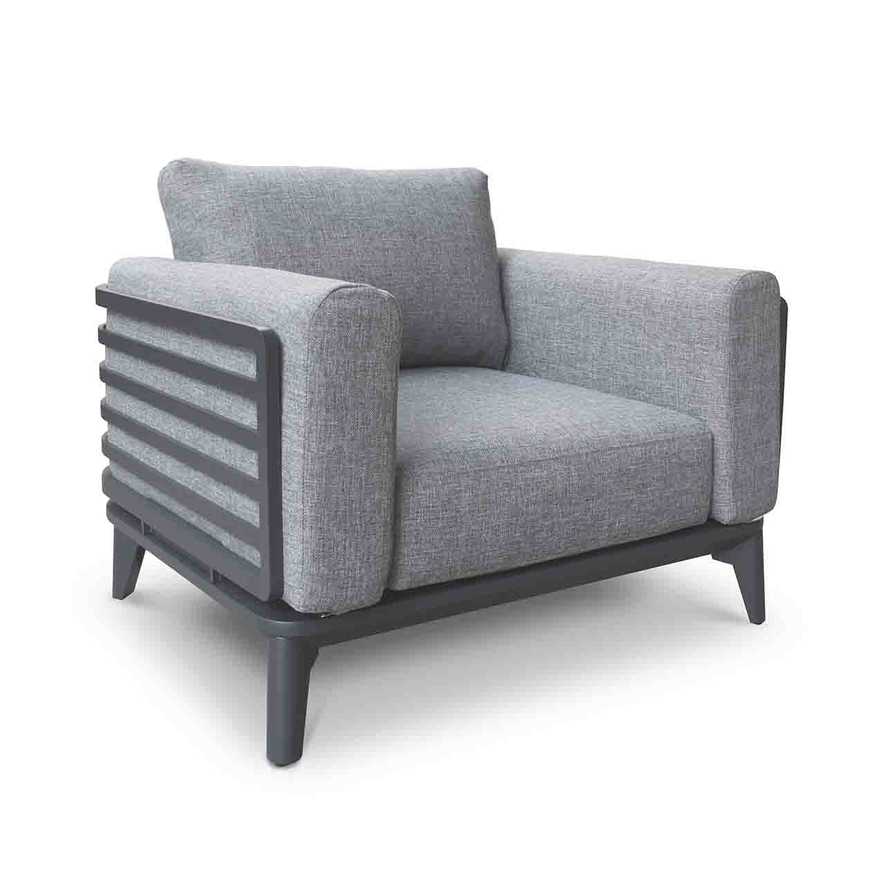 Alora Outdoor Aluminium Armchair in White/Charcoal