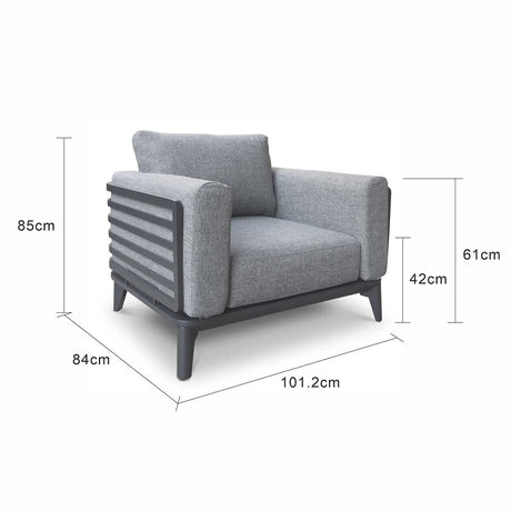 Alora Outdoor Aluminium Armchair in White/Charcoal