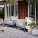 Alora Outdoor Aluminium Armchair in White/Charcoal