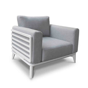 Alora Outdoor Aluminium Armchair in White/Charcoal